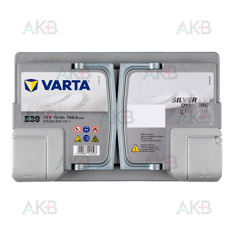 Автомобильный аккумулятор Varta Silver Dynamic AGM E39 (A7) 70R (Start-Stop) 760A 278x175x190