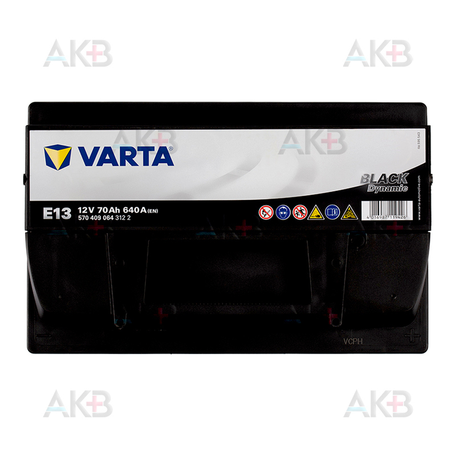 Автомобильный аккумулятор Varta Black Dynamic E13 70R 640A 278x175x190