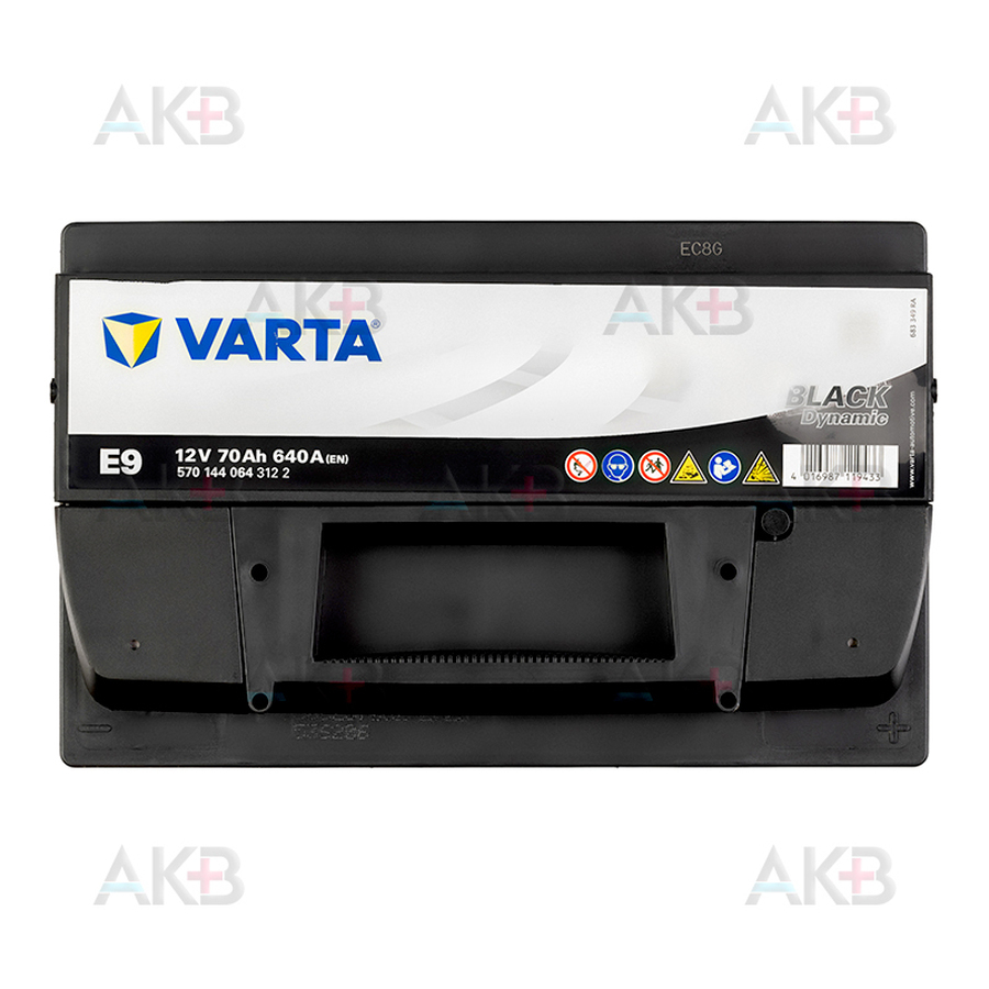 Автомобильный аккумулятор Varta Black Dynamic E9 70R 640A 278x175x175