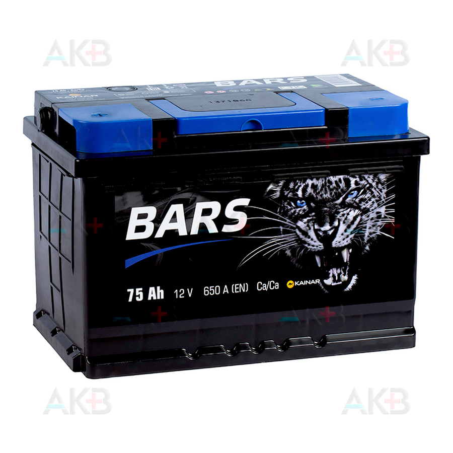 Автомобильный аккумулятор BARS 6СТ-75 АПЗ п.п. 75Ач 650A (278x175x190)