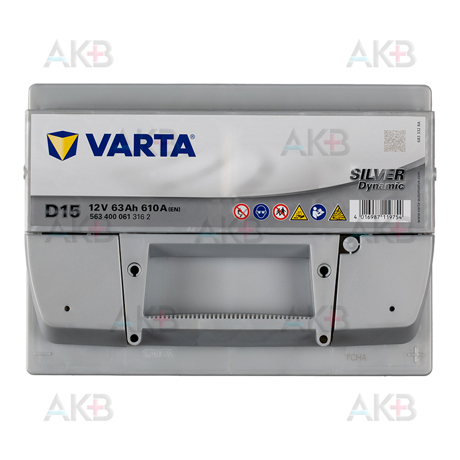 Автомобильный аккумулятор Varta Silver Dynamic D15 63R 610A 242x175x190 (563400061)