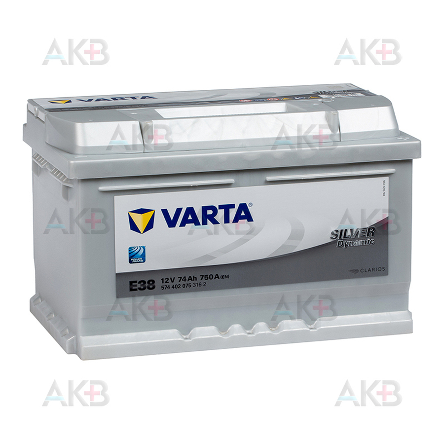 Автомобильный аккумулятор Varta Silver Dynamic E38 74R 750A 278x175x175