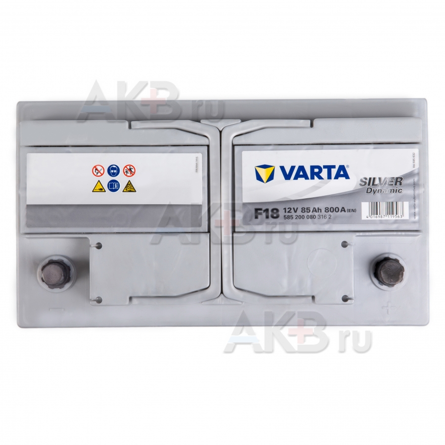 Автомобильный аккумулятор Varta Silver Dynamic F18 85R 800A 315x175x175