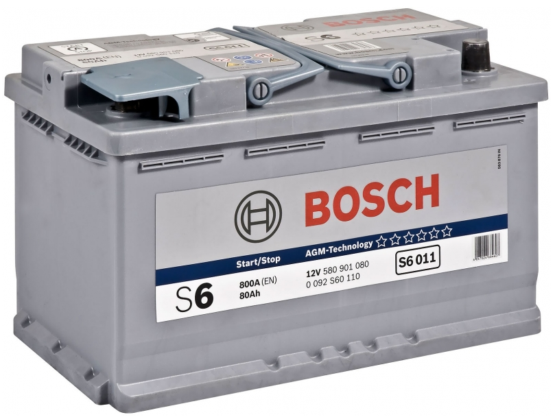 Автомобильный аккумулятор Bosch AGM S6 011 80R 800A 315x175x190