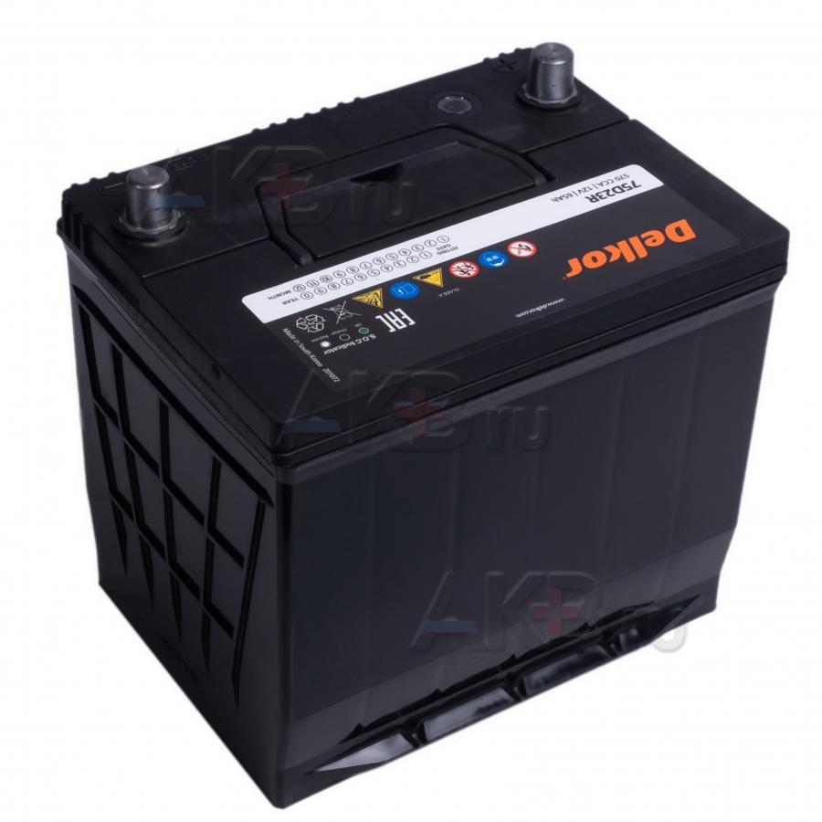 Автомобильный аккумулятор Delkor 75D23R (65L 570A 232x173x225)