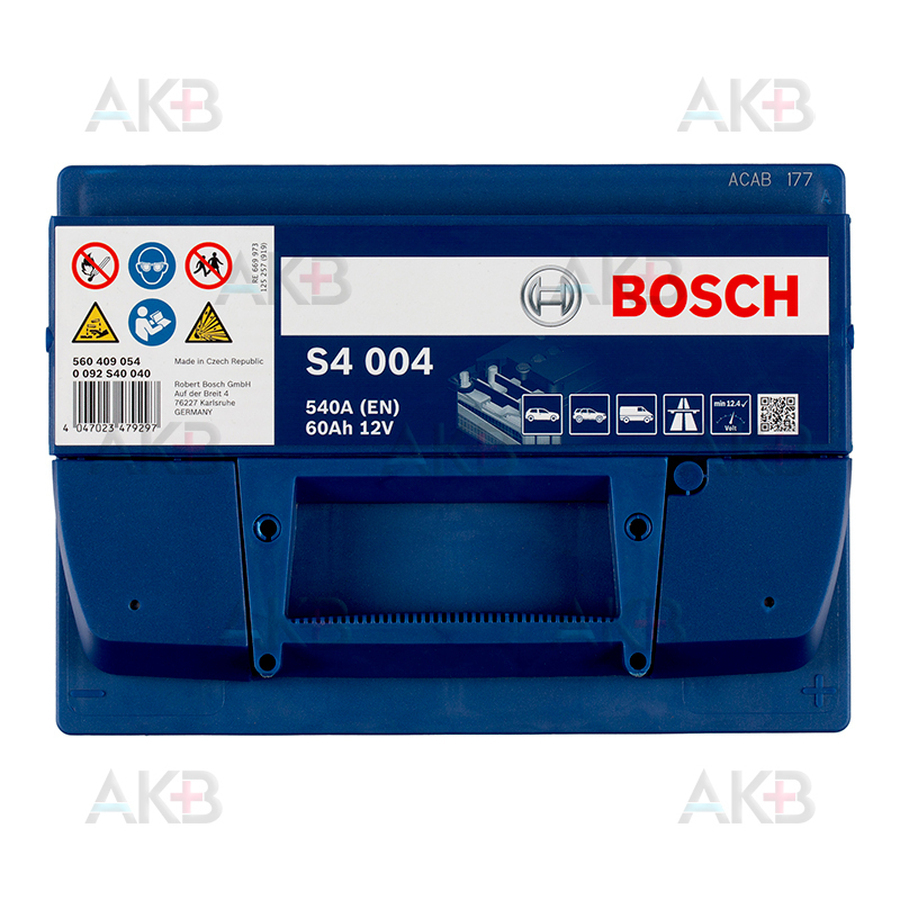 Автомобильный аккумулятор Bosch S4 004 60R 540A 242x175x175
