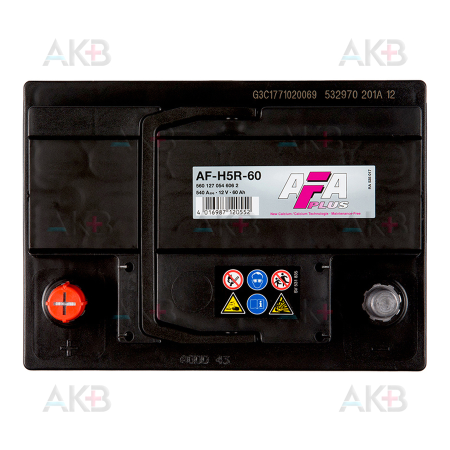 Автомобильный аккумулятор AFA Plus 60 Ач 540A прям. пол. (242x175x190) AF-H5R-60