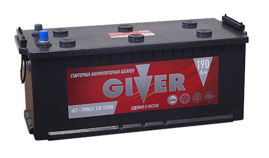 Автомобильный аккумулятор Giver 190 евро (1250A 516x223x223)
