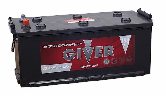Автомобильный аккумулятор Giver 190 рус (1250A 516x223x223)