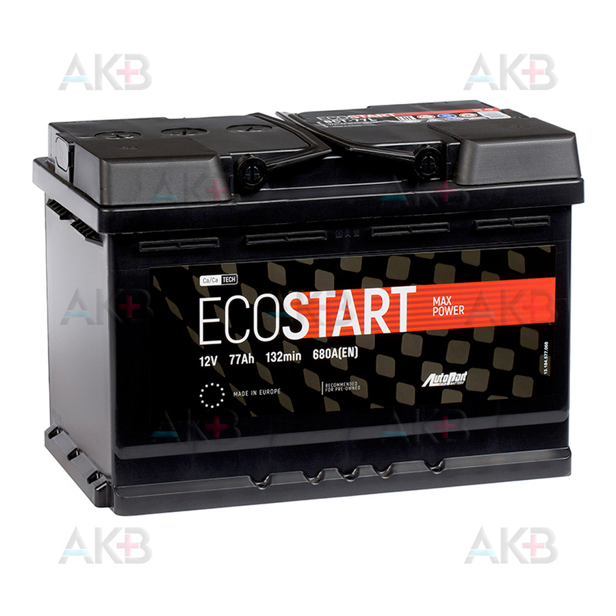 Автомобильный аккумулятор Ecostart 77L (680А 278x175x190)