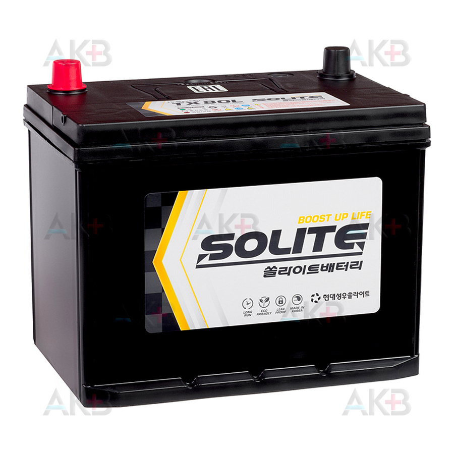 Автомобильный аккумулятор Solite TAXI 80L 12V 80Ач 640A обр. пол. (262x175x220) с бортиком