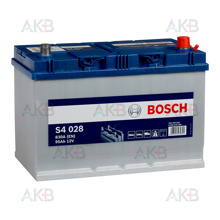 Автомобильный аккумулятор Bosch S4 028 95R 830A 306x173x225