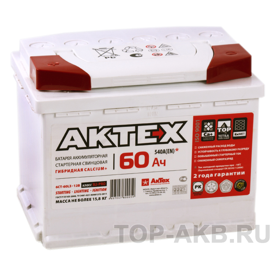 Автомобильный аккумулятор Актех 60L (540A 242x175x190)