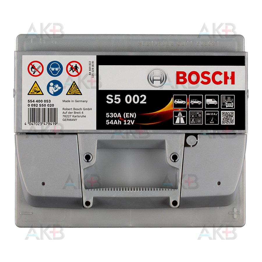 Автомобильный аккумулятор Bosch S5 002 54R 530A 207x175x190