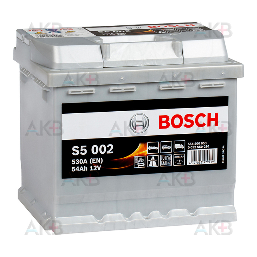 Автомобильный аккумулятор Bosch S5 002 54R 530A 207x175x190