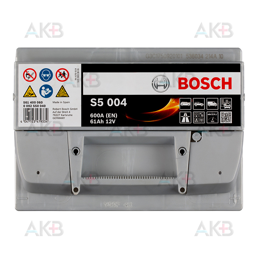 Автомобильный аккумулятор Bosch S5 004 61R 600A 242x175x175