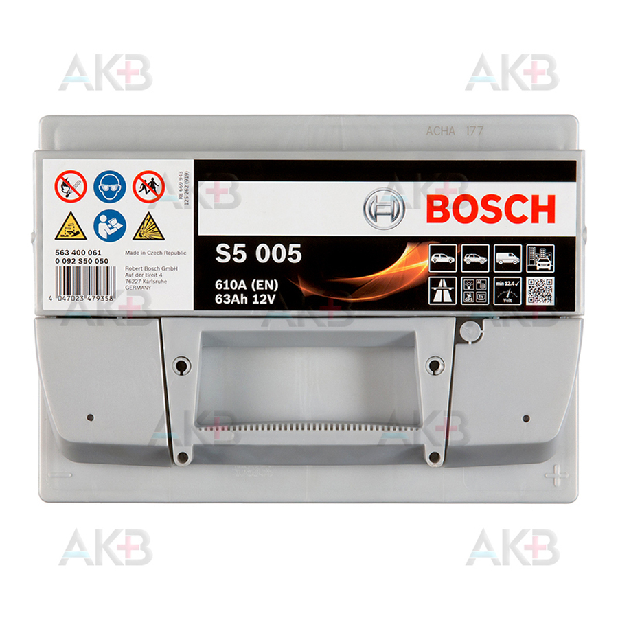 Автомобильный аккумулятор Bosch S5 005 63R 610A 242x175x190