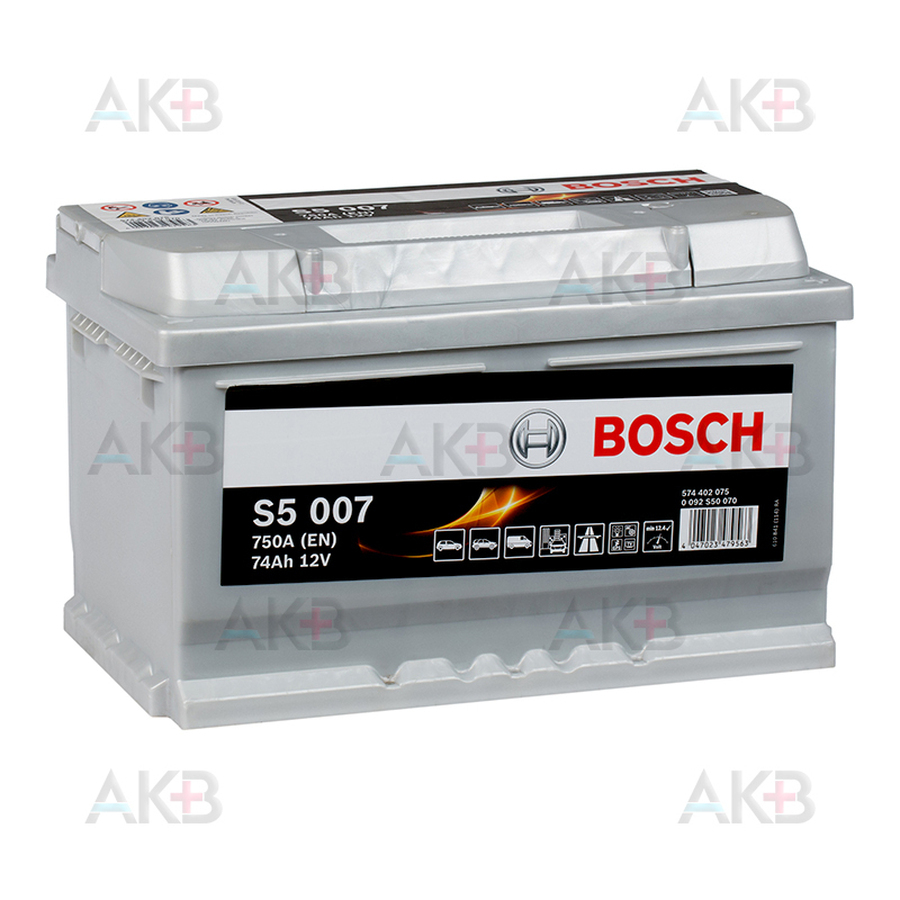 Автомобильный аккумулятор Bosch S5 007 74R 750A 278x175x175