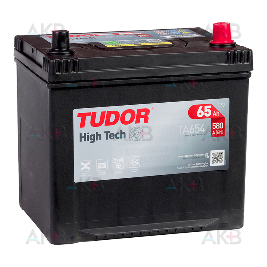 Автомобильный аккумулятор Tudor High-Tech 65R (580A 230x172x222) TA654