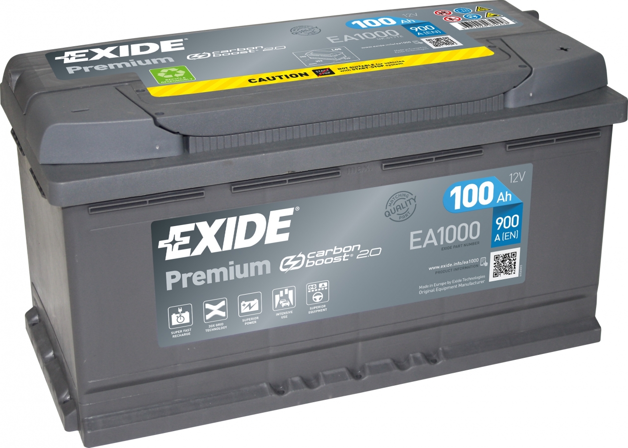 Автомобильный аккумулятор Exide Premium 100R (900А 353х175х190) EA1000