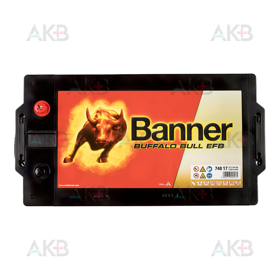 Автомобильный аккумулятор BANNER Buffalo Bull EFB (740 17) 240 евро 1200A 517x273x240