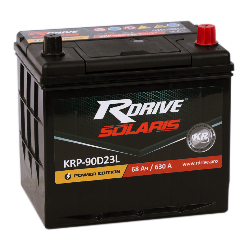 Автомобильный аккумулятор R-Drive 90D23L (68R 630А 232x173x225)