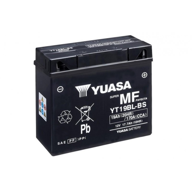 Мото аккумулятор Yuasa YT19BL-BS - 17.7 Ач 170А (185x81x170) обр. пол. AGM сухоз.