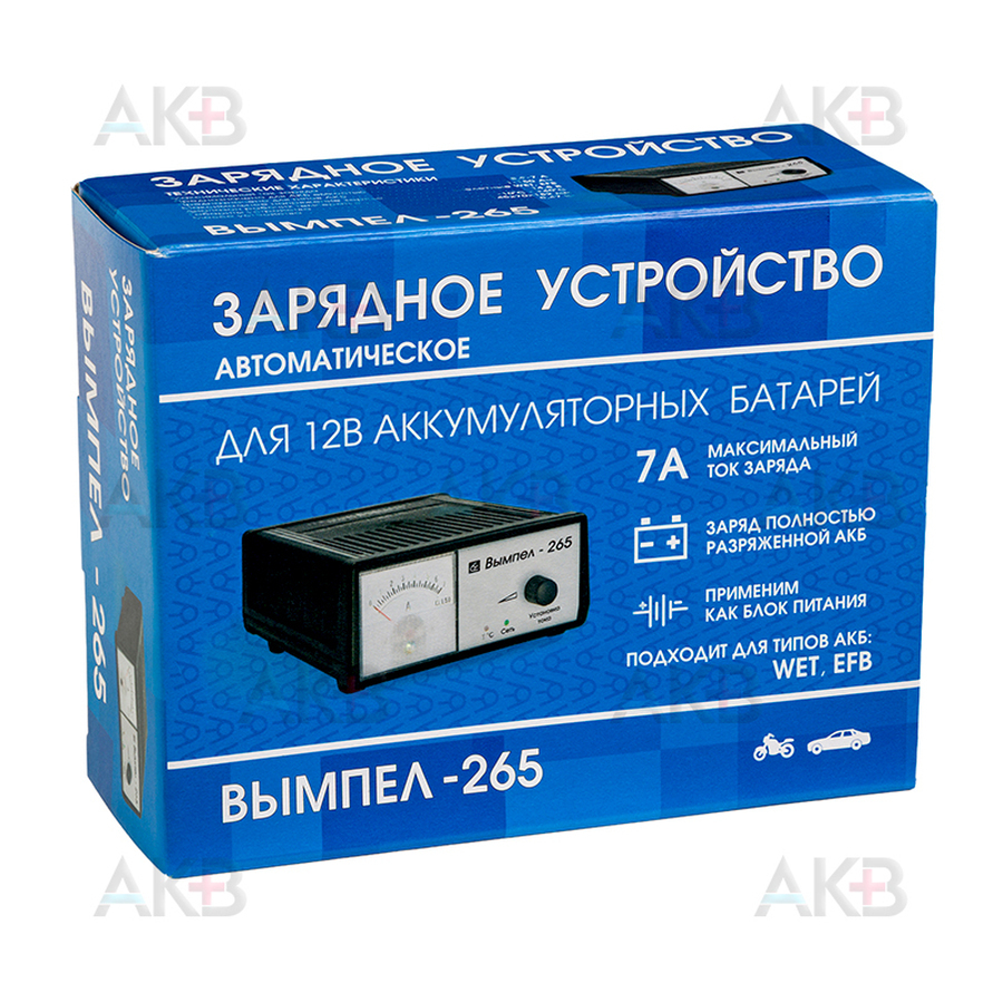Зарядное устройство Вымпел 265 (автомат/ручн, 0-7A, 12В, стрелочный амперм.)