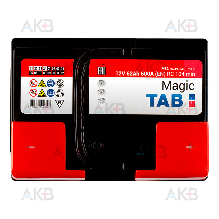 Автомобильный аккумулятор Tab Magic 62R (600A 242x175x175) 189063 56249