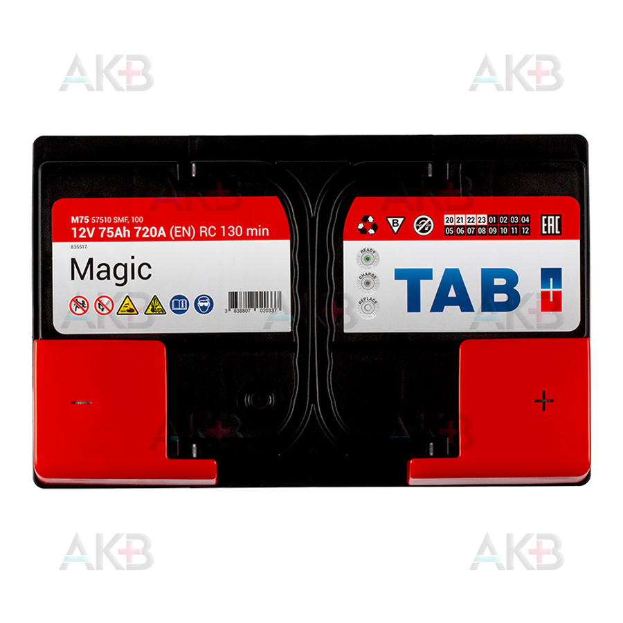 Автомобильный аккумулятор Tab Magic 75R низкий (700A 278x175x175) 189072 57510