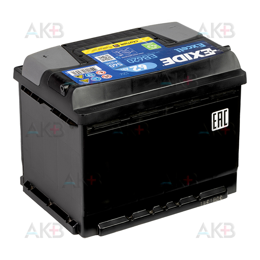 Автомобильный аккумулятор Exide Excell 62R (540A 242x175x190) EB620