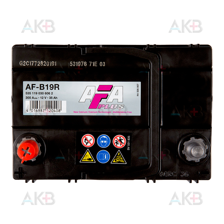 Автомобильный аккумулятор AFA Plus 35 Ач 300A прям. пол. (187x127x227) AF-B19R