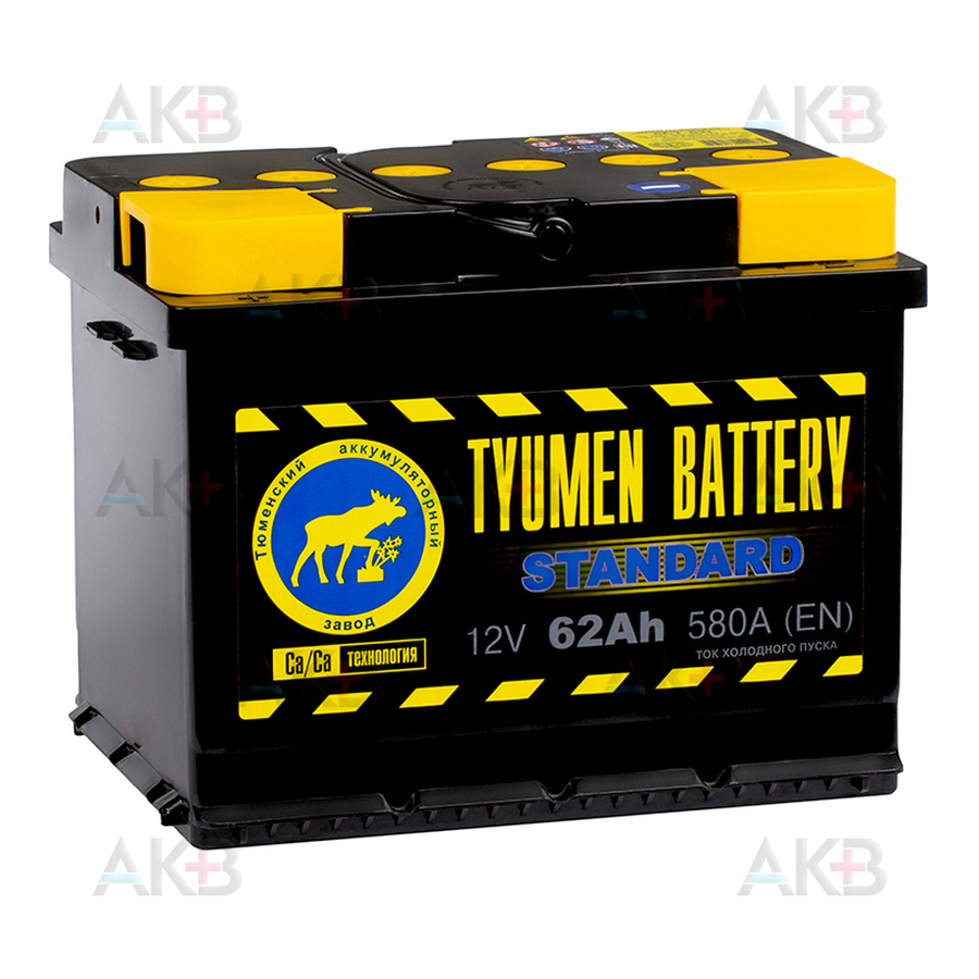 Автомобильный аккумулятор Tyumen Battery Standard 62 Ач прям. пол. 580A (242x175x190)