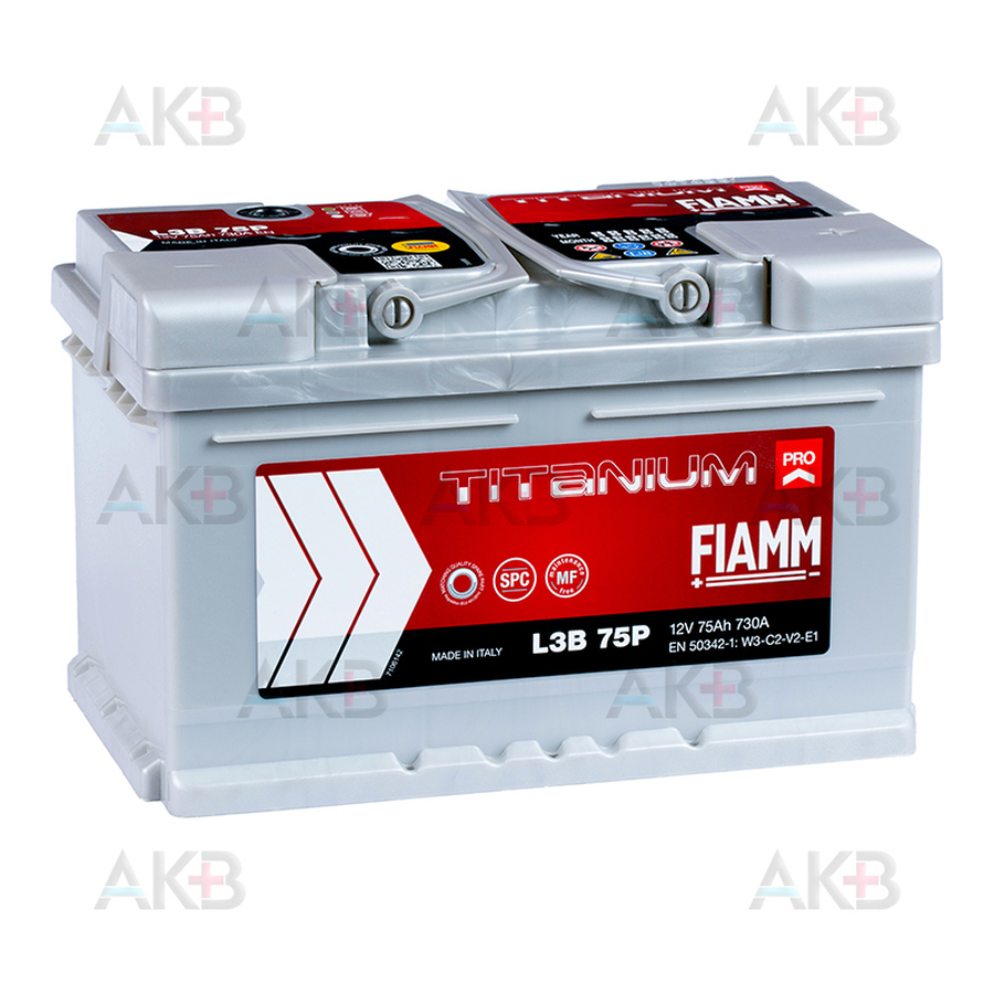 Автомобильный аккумулятор Fiamm Titanium Pro 75 Ач 730A обр. пол. (278x175x175) низк. L3B 75P