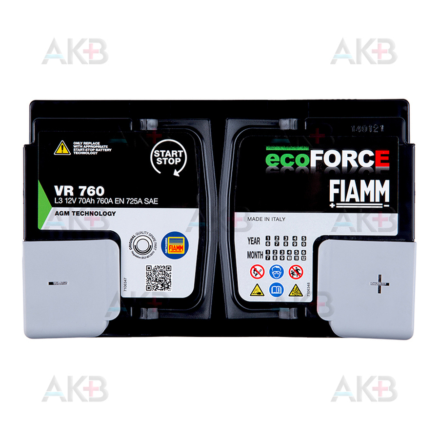 Автомобильный аккумулятор Fiamm Ecoforce AGM 70 Ач 760A обр. пол. (278x175x190) L3 VR760
