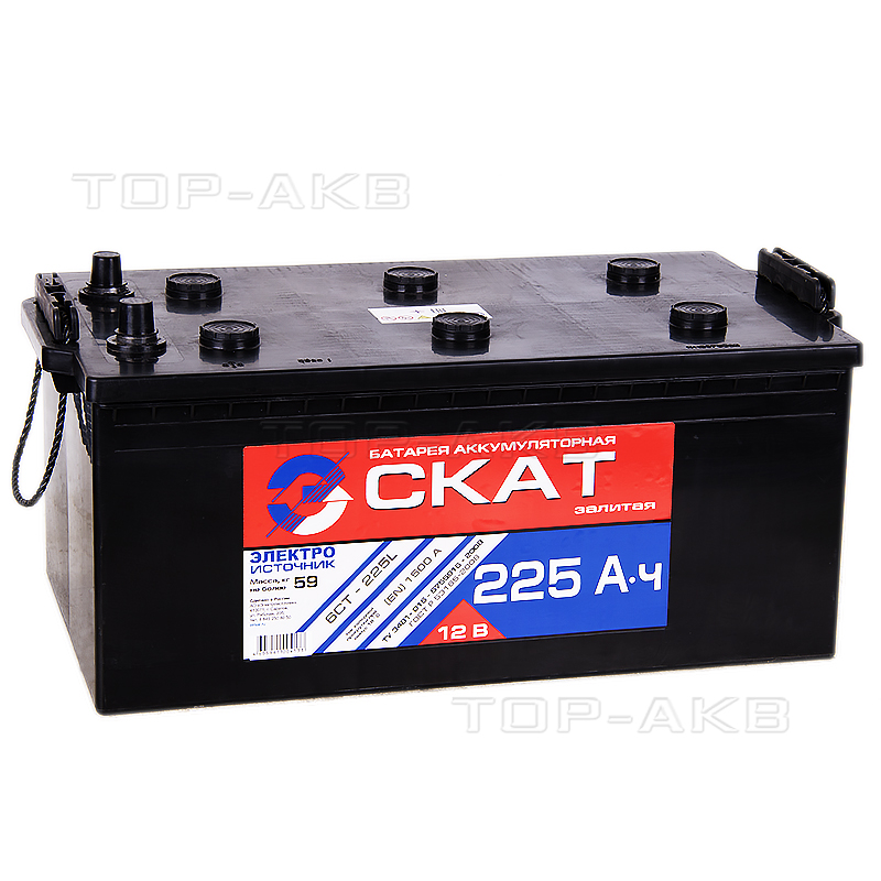 Автомобильный аккумулятор Скат 225 рус 1500A 518x276x242