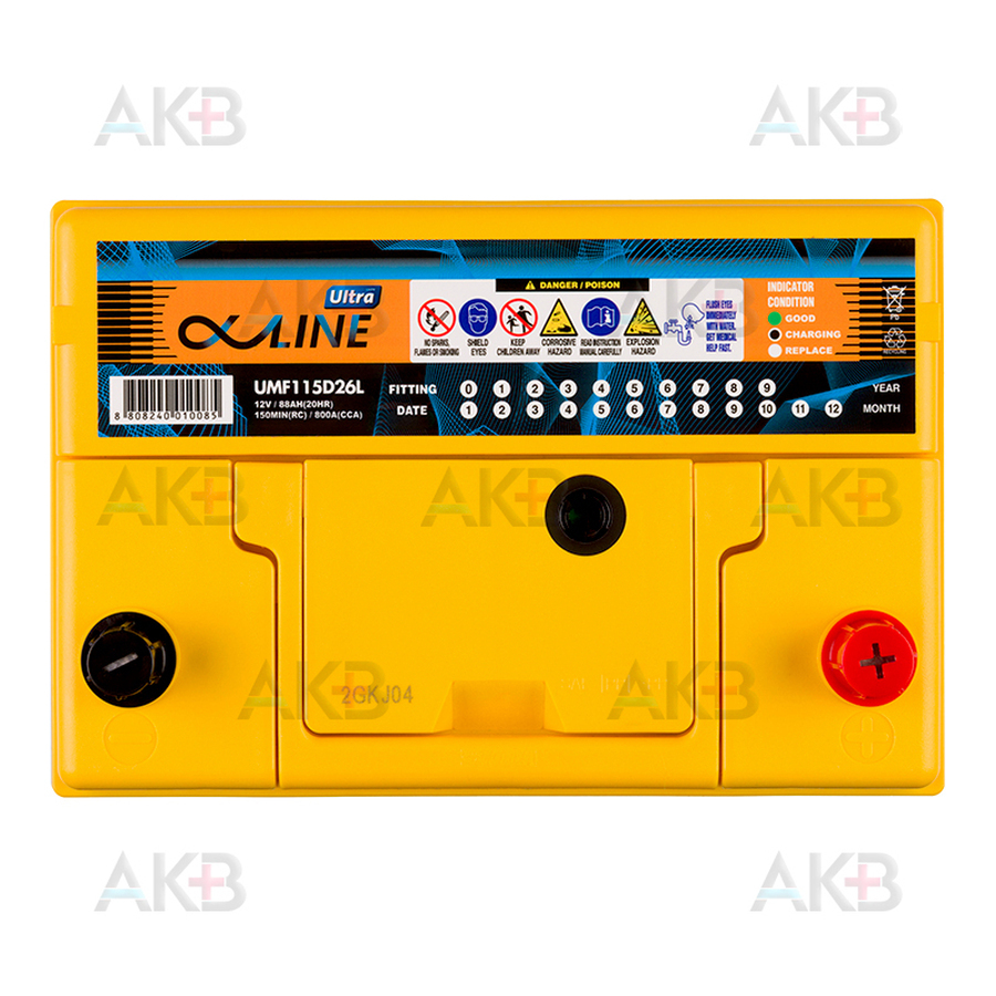 Автомобильный аккумулятор Alphaline Ultra 115D26L 88R 800A 260x173x227