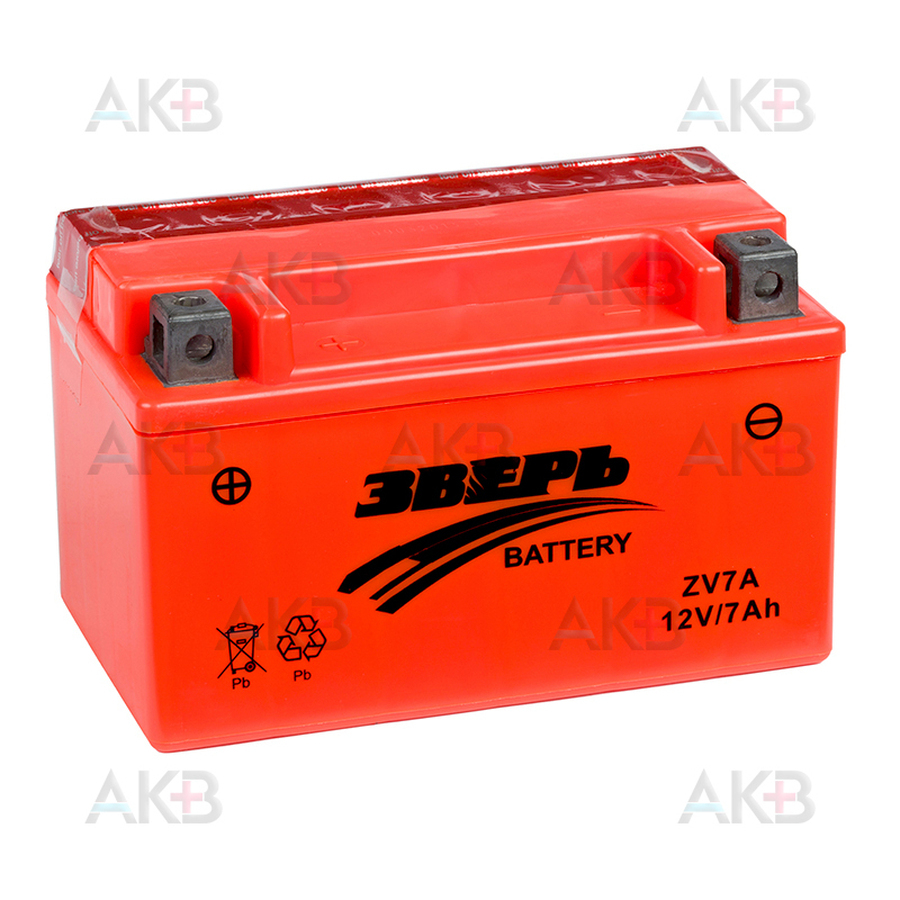 Мото аккумулятор Зверь МОТО AGM ZV7A 12V 7Ah п/п 75А (150x87x93) YTX7A-BS сухозаряж.