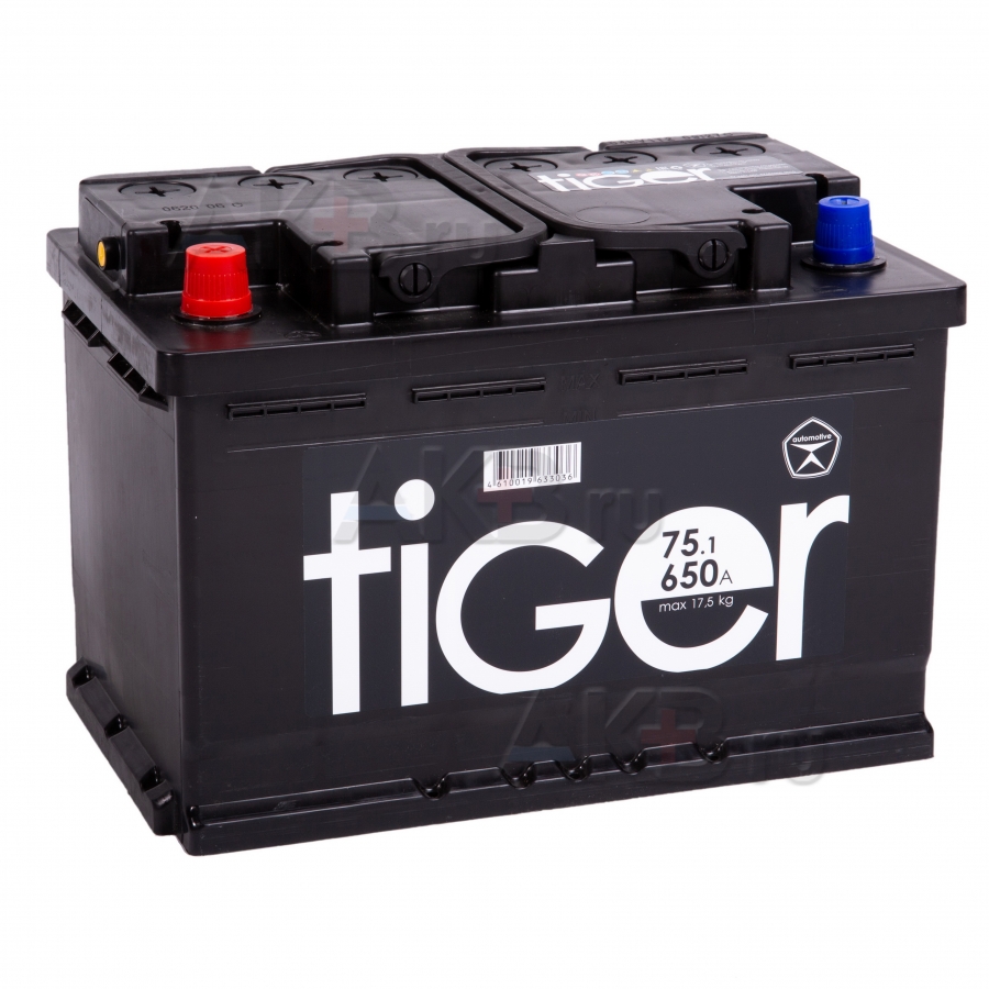 Автомобильный аккумулятор Tiger 75L 620A 278x175x190