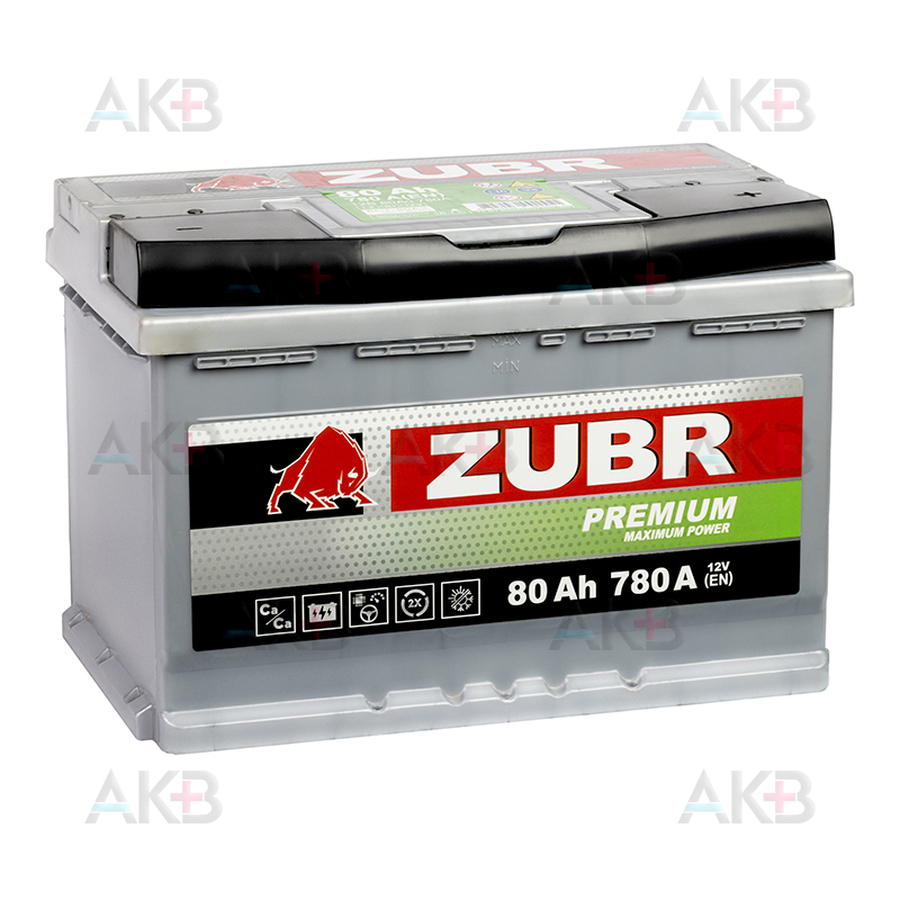 Автомобильный аккумулятор ZUBR Premium 80R 780A (278x175x190)