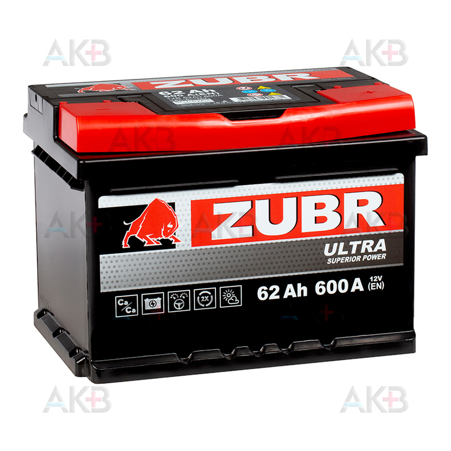 Автомобильный аккумулятор ZUBR Ultra 62R 600A (242x175x175)