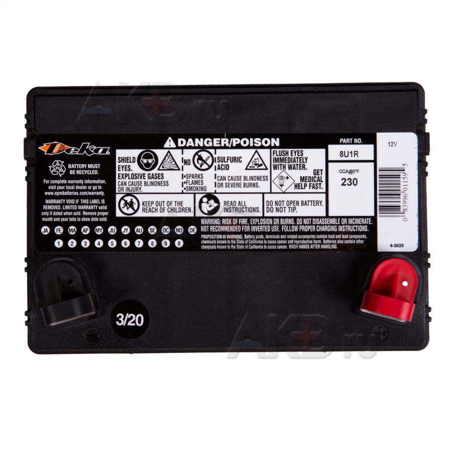 Мото аккумулятор Deka 8U1R Outdoorsman 28Aч о.п. 230A (197x130x184)