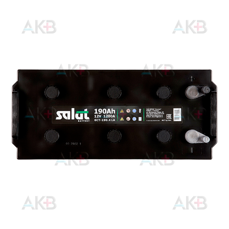 Автомобильный аккумулятор Salut 190 рус 1200A (518x228x238)