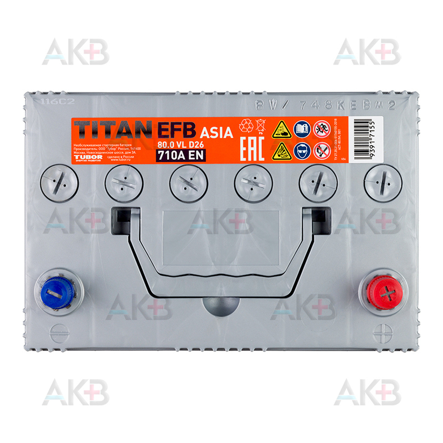 Автомобильный аккумулятор Titan Asia EFB 80R (710А 260x173x225)