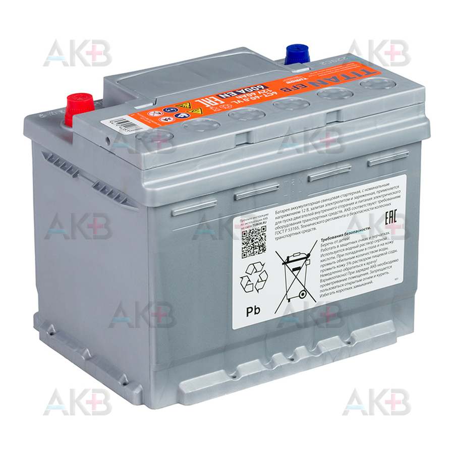 Автомобильный аккумулятор Titan EFB 60R 600A 242x175x190