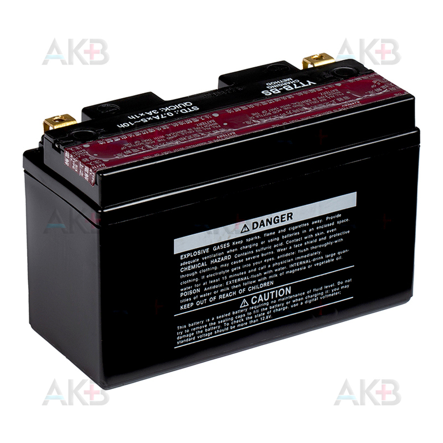 Мото аккумулятор Yuasa YT7B-BS - 6.8 Ач 110А (150x64x93) прям. пол. AGM сухозаряж.