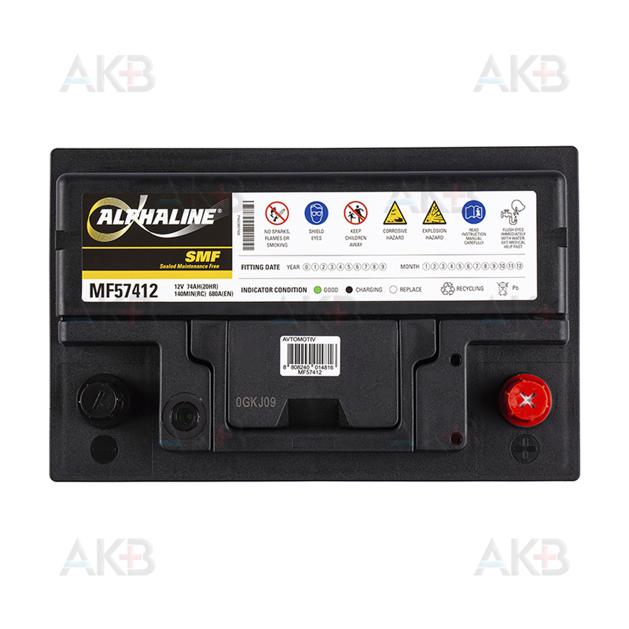Автомобильный аккумулятор Alphaline Standard 57412 12V 74Ah 680A (278x175x190) 74.0 L3 обр.
