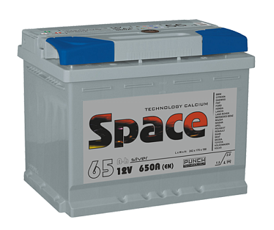 Автомобильный аккумулятор Space 6СТ-65VLA 12V 65Ач о/п 650А (242x175x190) ca/ca