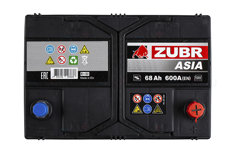 Автомобильный аккумулятор ZUBR 68R 600A (261x173x225) D26L 568404055