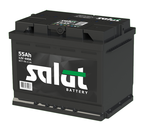 Автомобильный аккумулятор Salut 6СТ-55LA 12V 55Ач о/п 440A (242x175x190)